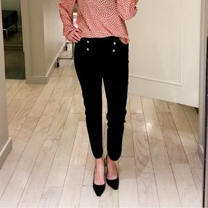 Ann Taylor Sailor Skinny Ankle Pants - Black Dress Pants with Gold Buttons